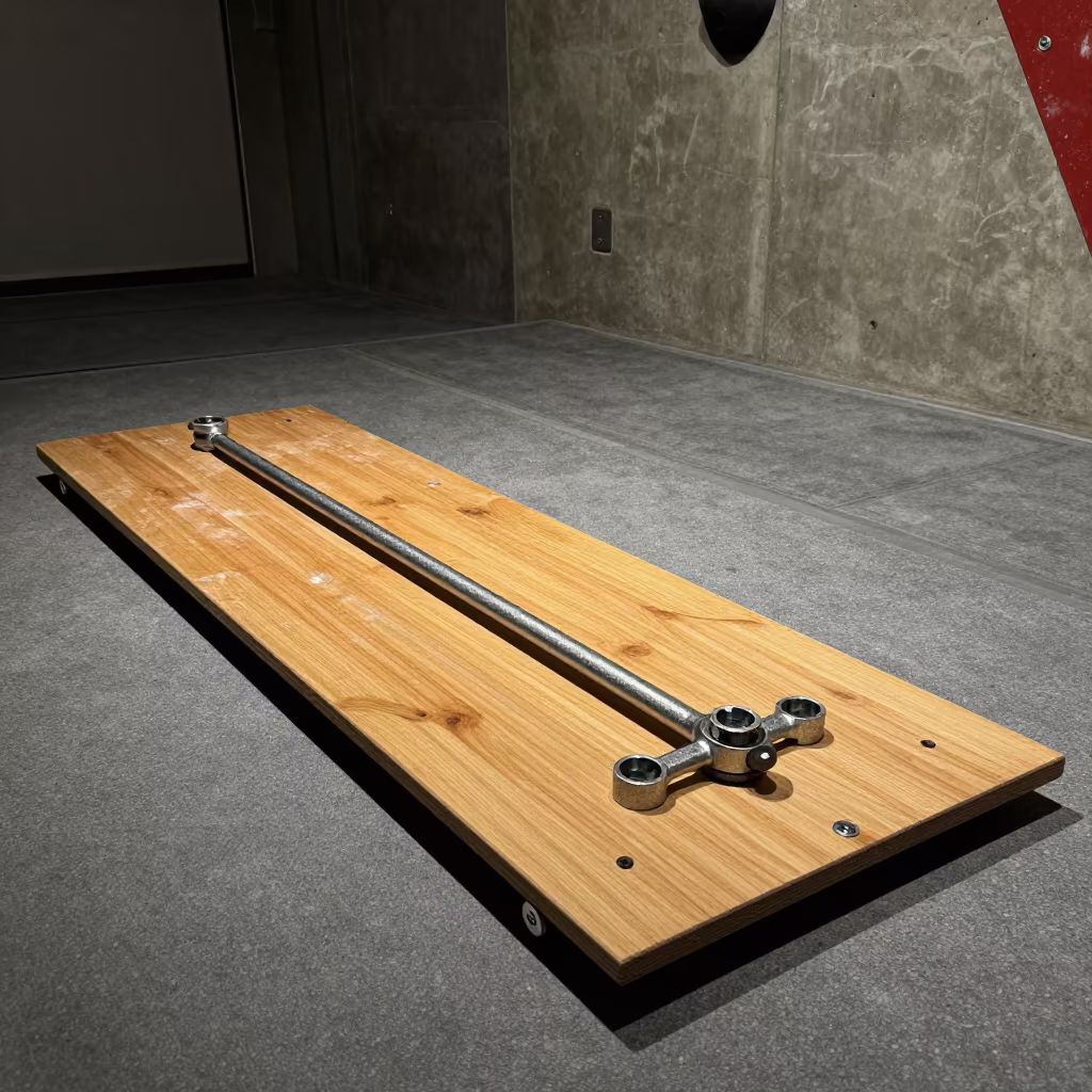 Midnight Spin Seat Wrench Board in Urayasu Gym in inside a climbing gym warmup zone in Urayasu