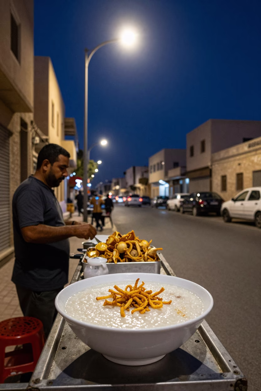 Midnight Street Scene in Alexandria Egypt with Local Food and Night Activity in in Alexandria, Egypt