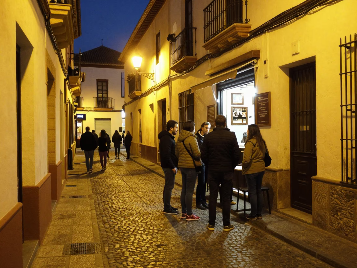 Midnight Street Scene in Granada Spain with Local Nightlife Elements in in Granada, Spain