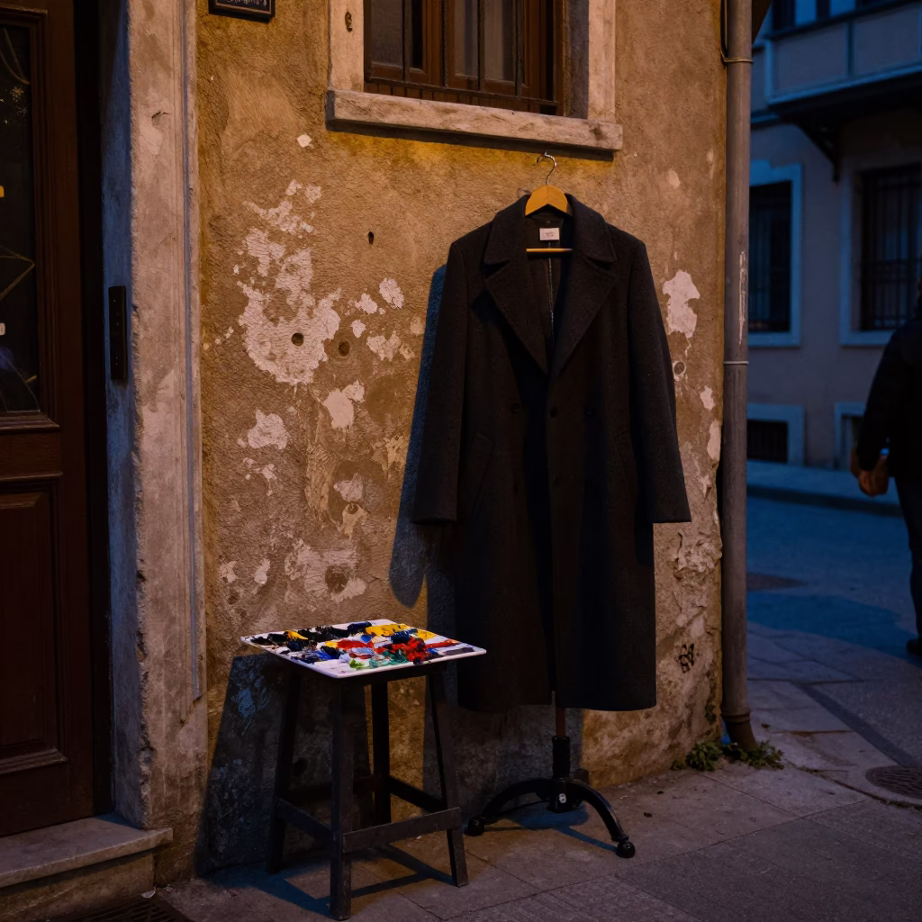 Midnight Street Scene in Istanbul Turkey with Coat Stand and Paint Flecks in in Istanbul, Turkey