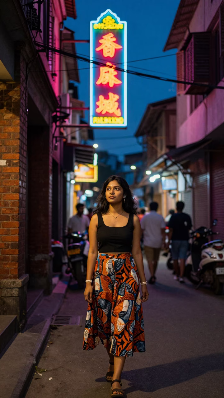 Midnight Street Scene in Kolkata India with Vintage Fashion and Local Life in in Kolkata, India