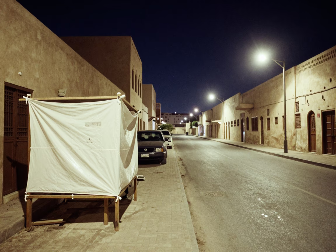 Midnight Street Scene in Muscat Oman with Vintage 1960s Atmosphere in in Muscat, Oman