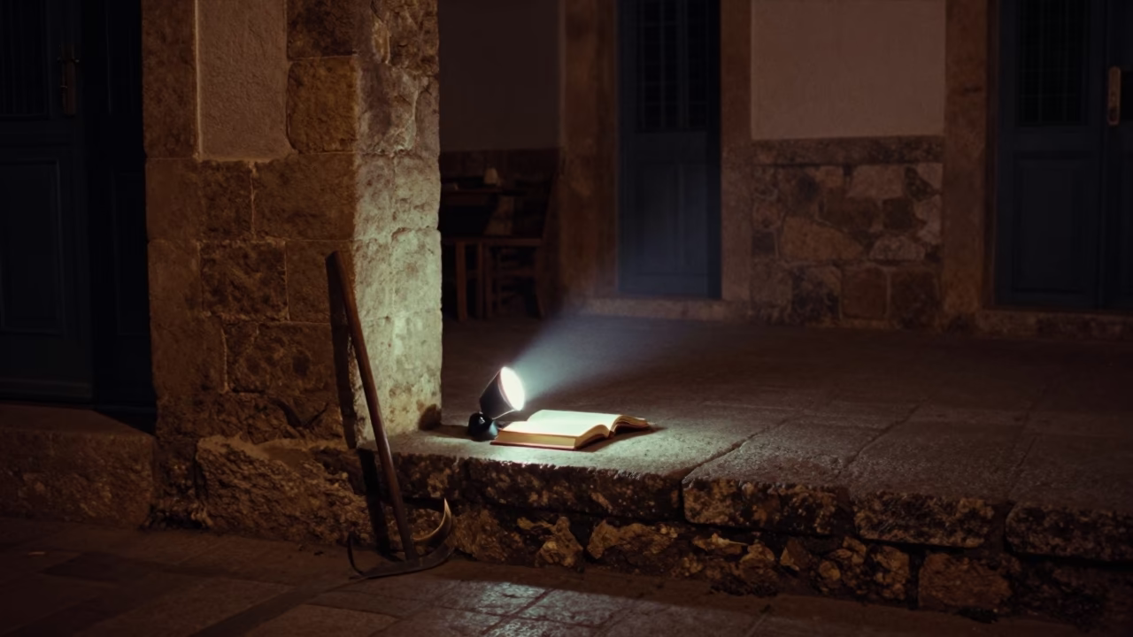 Midnight Street Scene in Tunis Tunisia with Book Light and Crowbar in in Tunis, Tunisia