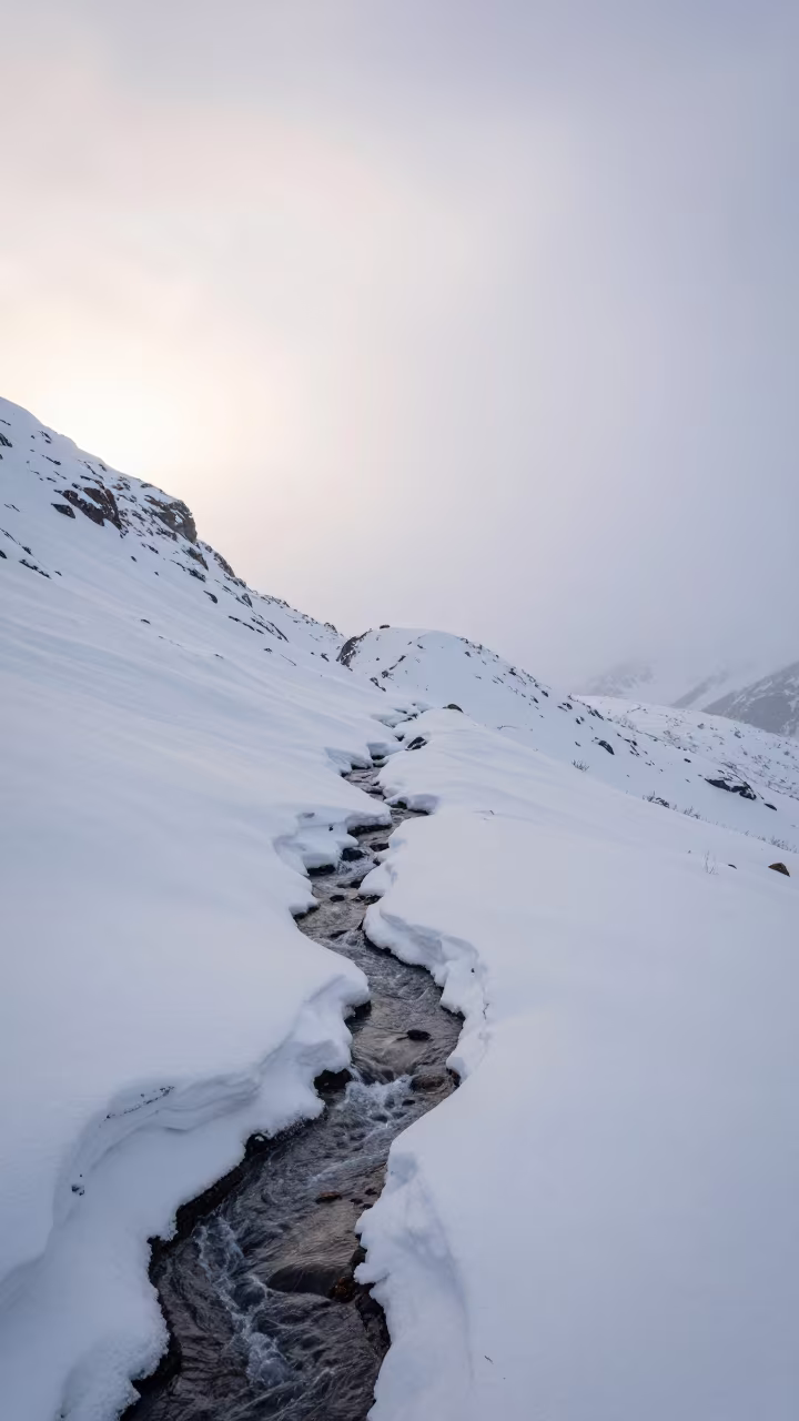 Midnight Sun Blizzard Uphill Water Flow Kungsholmen in near Kungsholmen, Stockholm