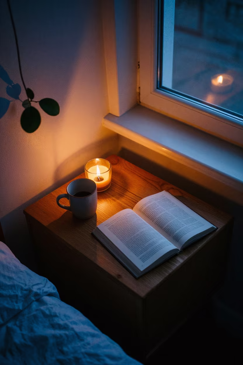 Midnight Sun Horizon Over Oslo Bedside Table in on a bedside table in Oslo