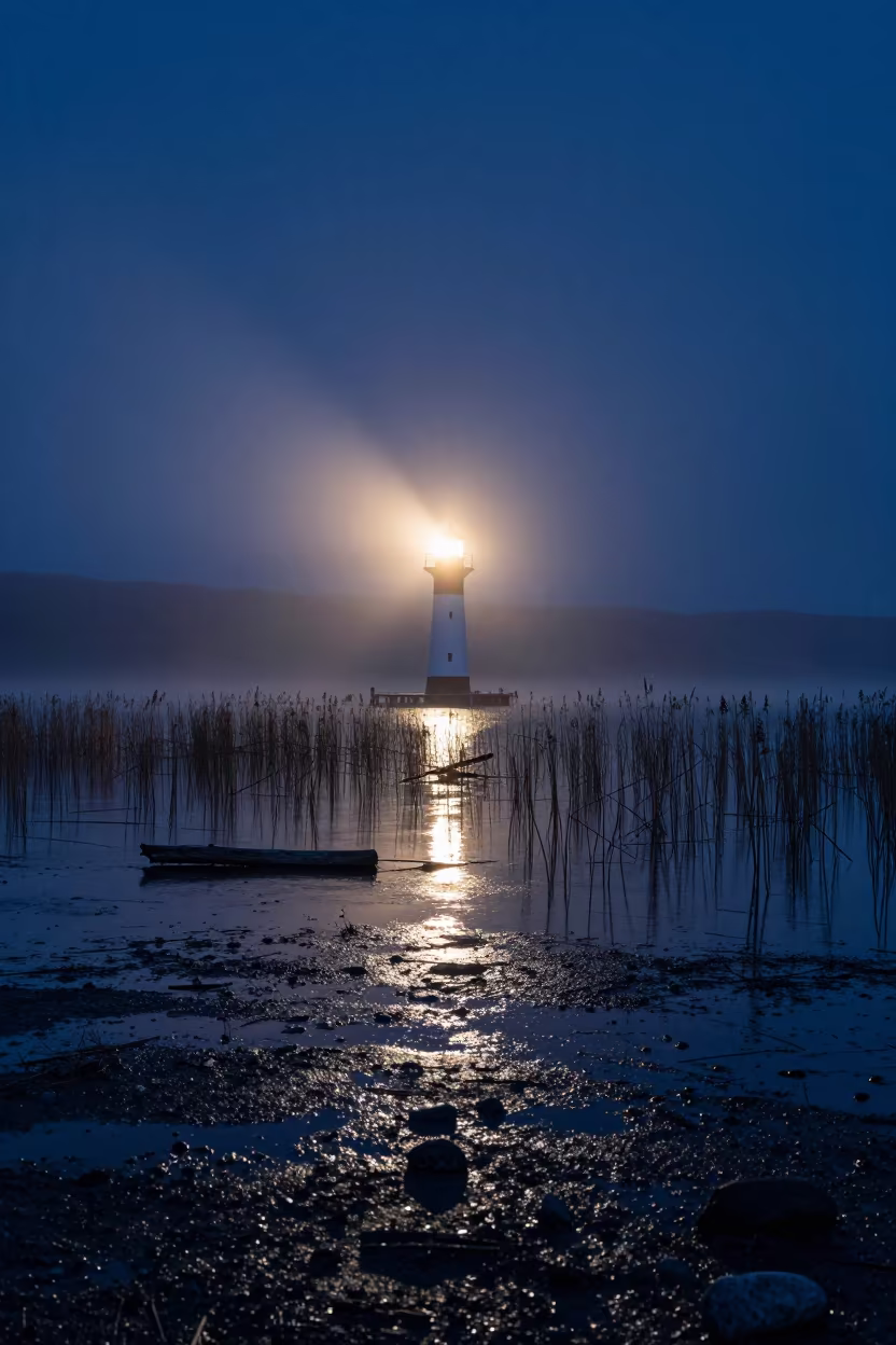 Midnight Sun Over Nordic Lake Floodplain in across a floodplain after rain in Peru
