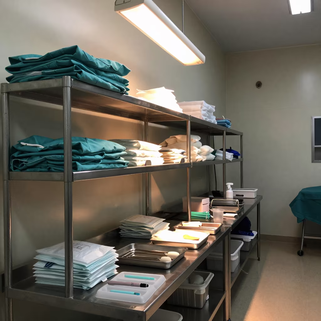 Midnight Surgical Prep Shelf Kinshasa in in a surgical prep area in Kinshasa