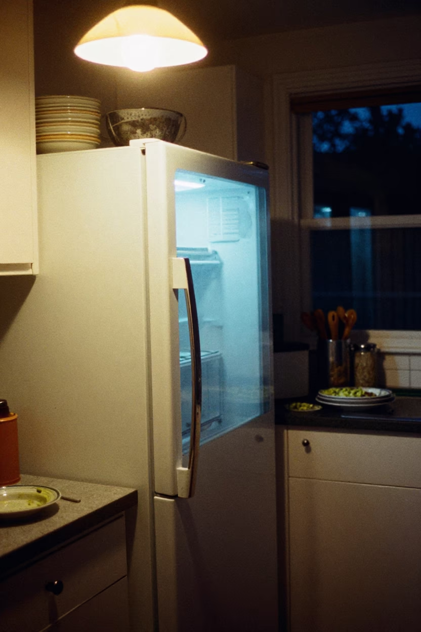 Midnight Sydney Kitchen Scene with Nickel Latch and Pistachio Kheer Bowl in in Sydney, New South Wales, Australia