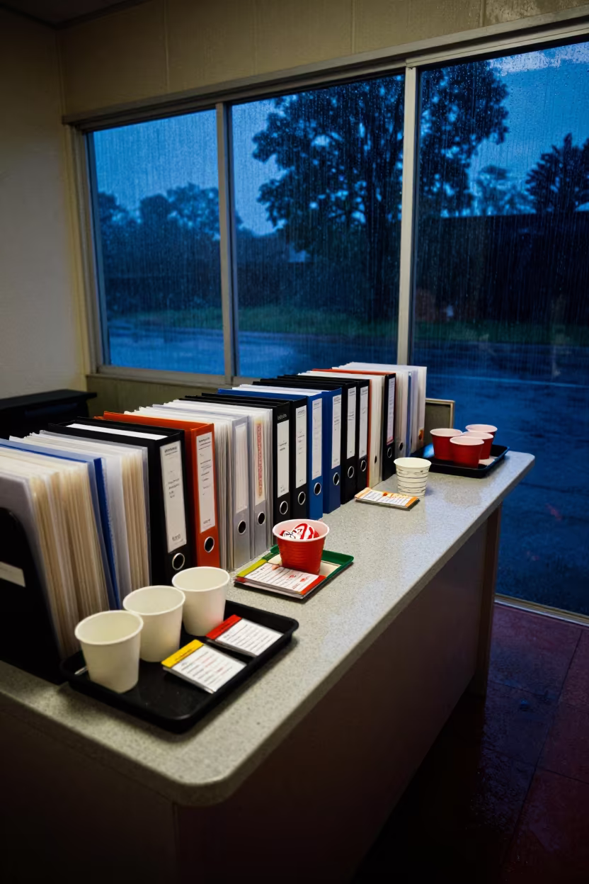 Midnight Vet Desk with Monsoon Glow and Pet Supplies in at a self-serve dog wash station in Victoria Falls