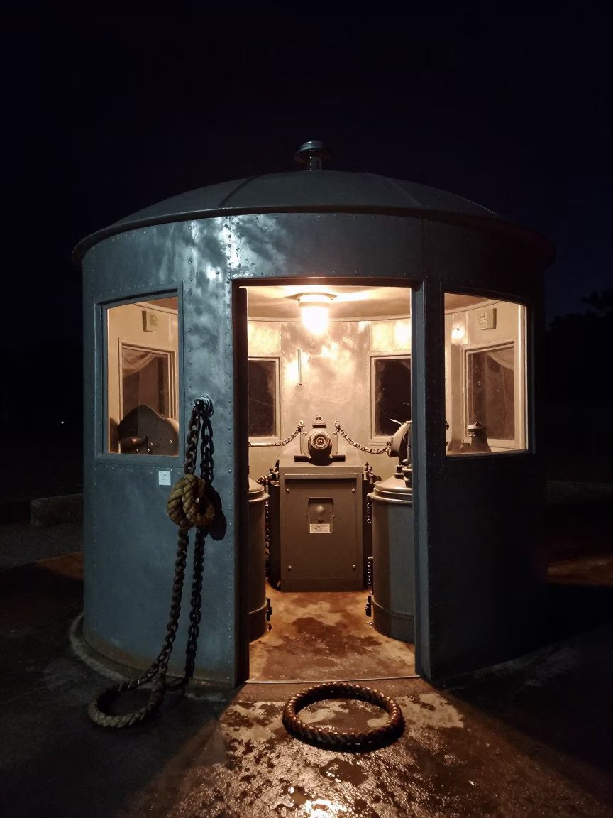 Midnight Watchtower Bunker Bay Dominican Republic in in an armored vehicle bay in Dominican Republic