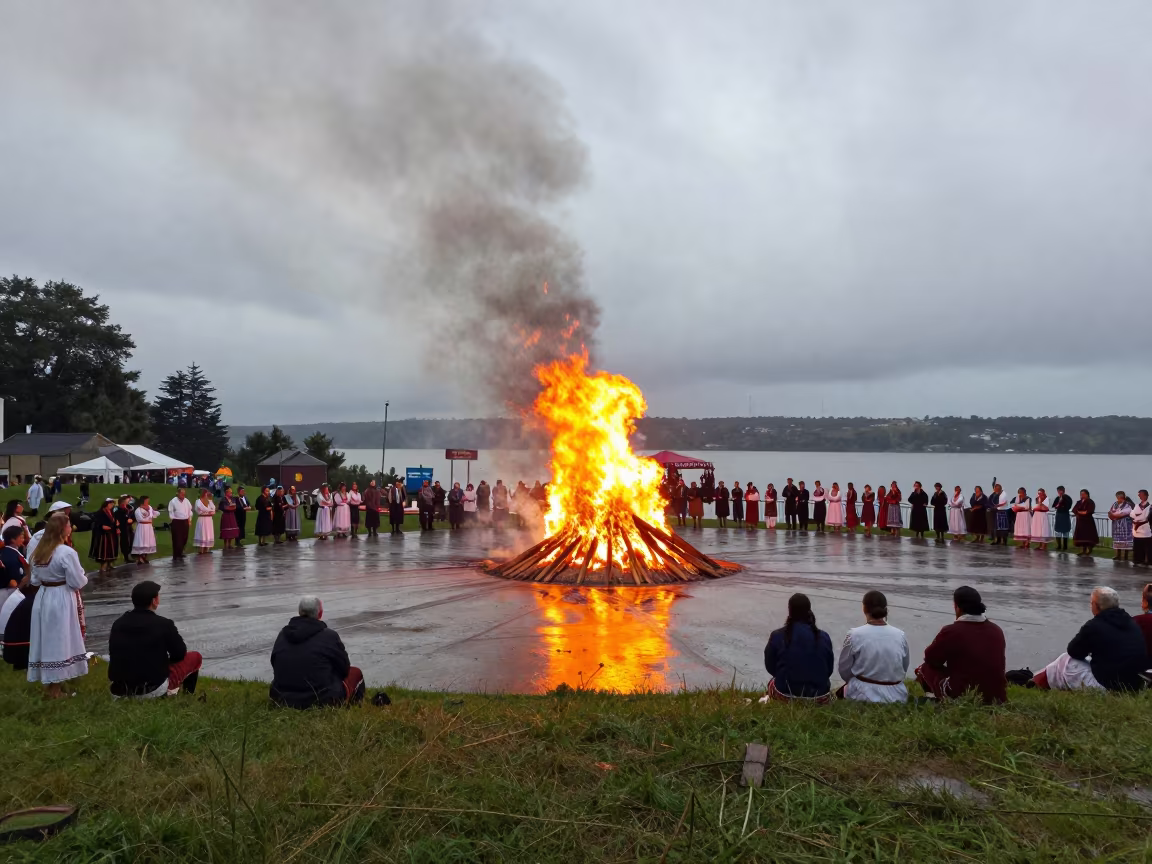 Midsummer Bonfire Festival Baía Farta Hilltop in at a public square during a festival in Baía Farta