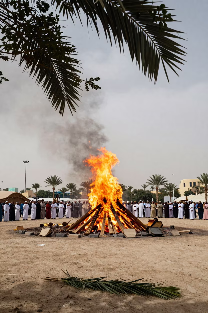 Midsummer Bonfire Festival Riyadh Hilltop in at a public square during a festival in Riyadh