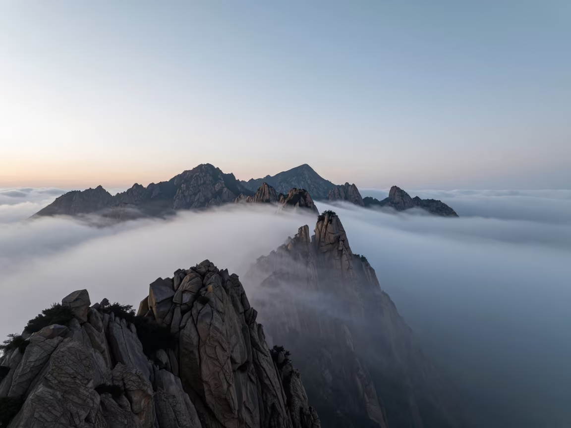 Midsummer Mist Over Lhasa Mountain Ridge Dawn in near Lhasa