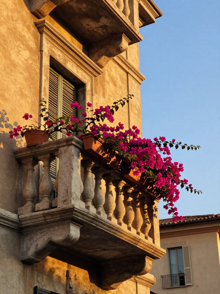 Milan Balcony at Golden Hour in in Milan, Italy