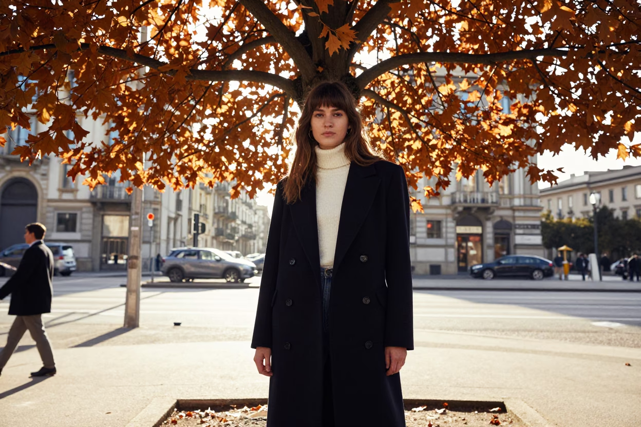 Milan Fashion Portrait at The Late Morning Light in in Milan, Italy