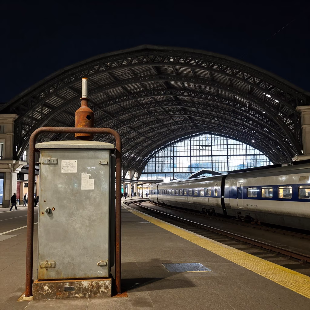 Milan Glass Steel Train Station And Rusty Bottle Neck in in Milan, Italy