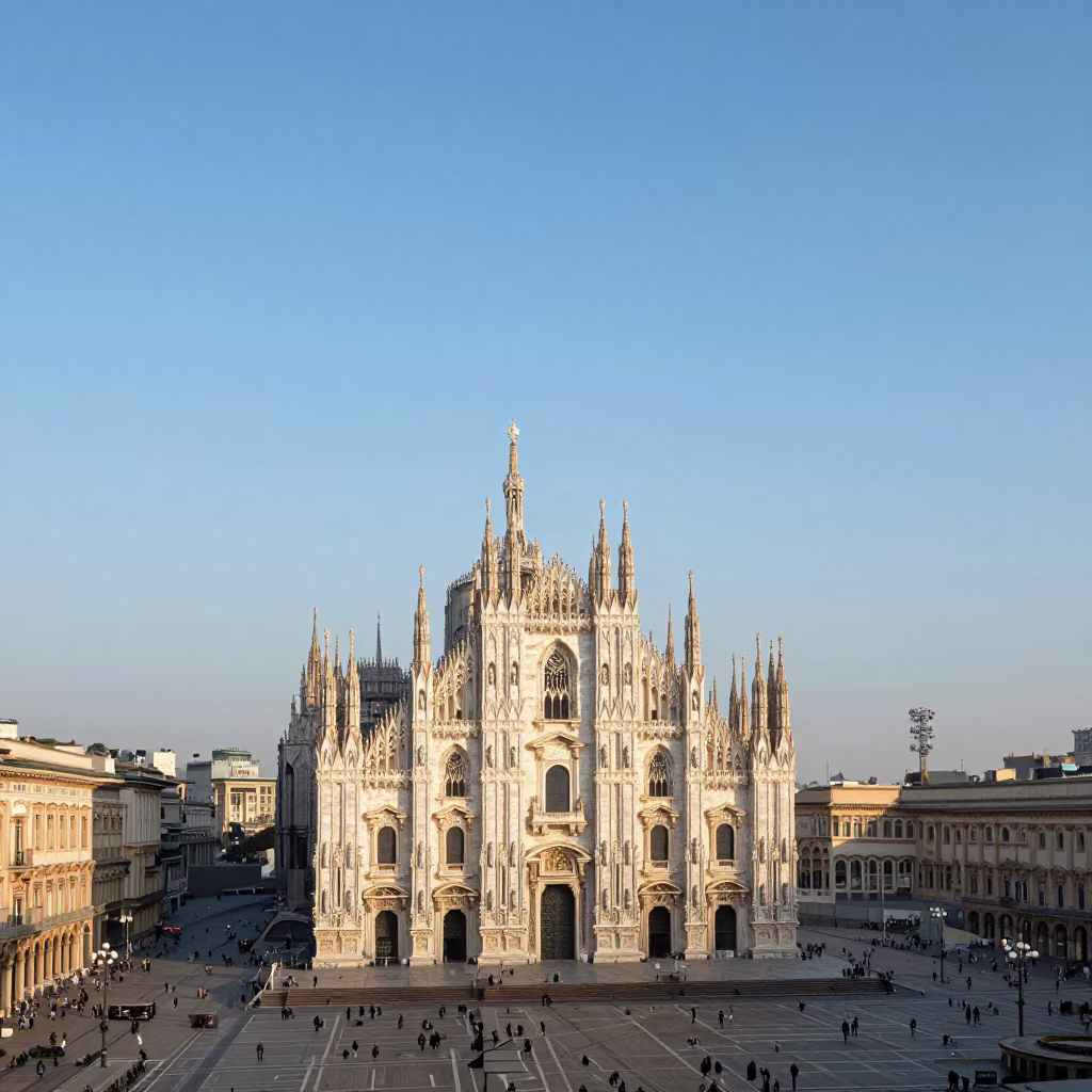 Milan Italy Late Afternoon Clear Sky Scenic Horizon View of Historic Architecture in in Milan, Italy