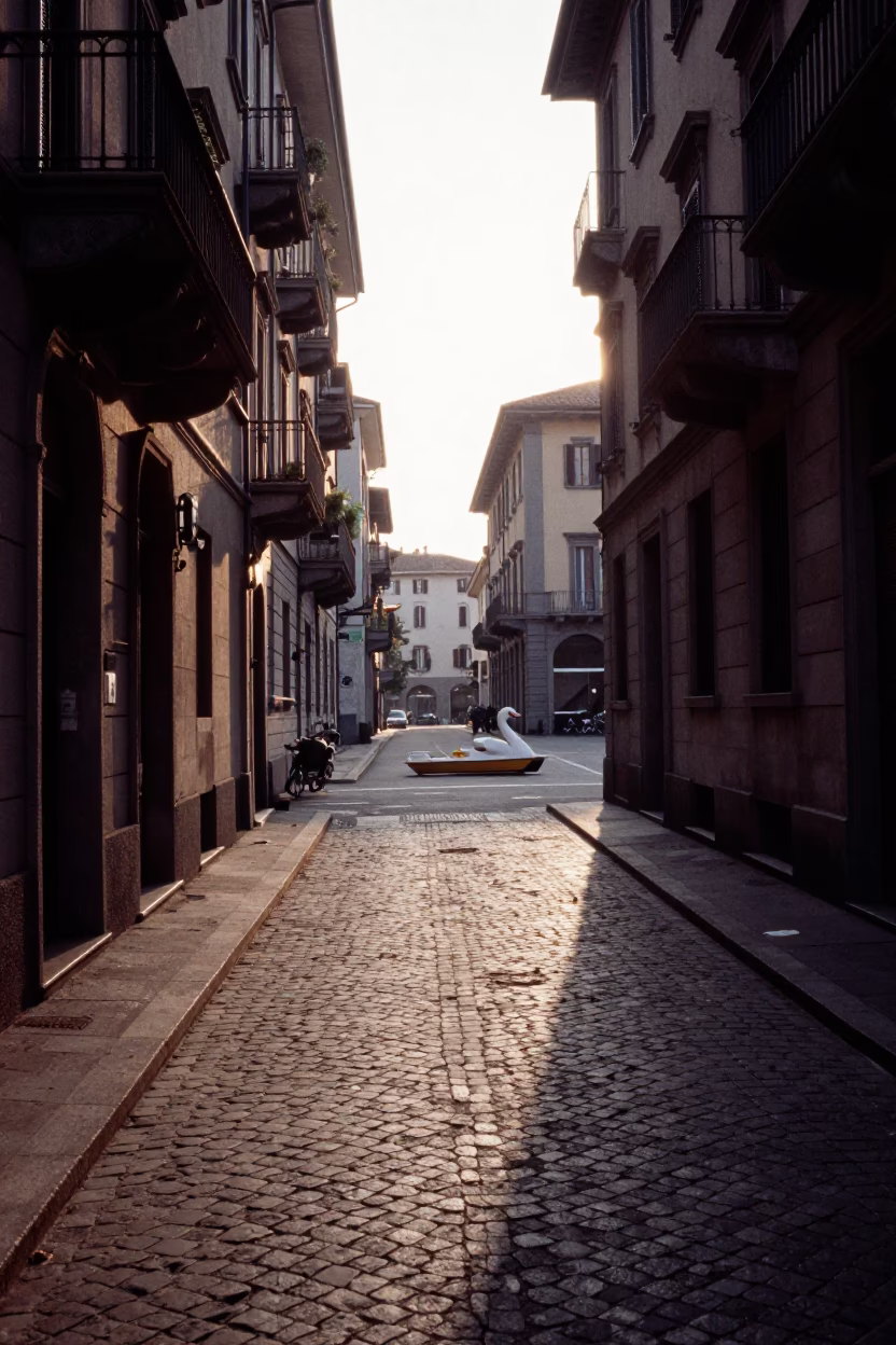 Milan Italy Nautical Dawn Street Scene with Sunlight and Urban Details in in Milan, Italy