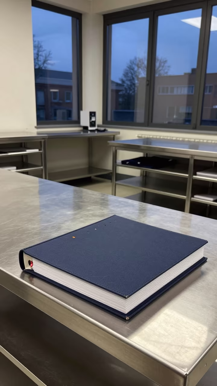 Milan School Binder Stockroom Twilight in inside a stockroom behind the sales floor near Milan