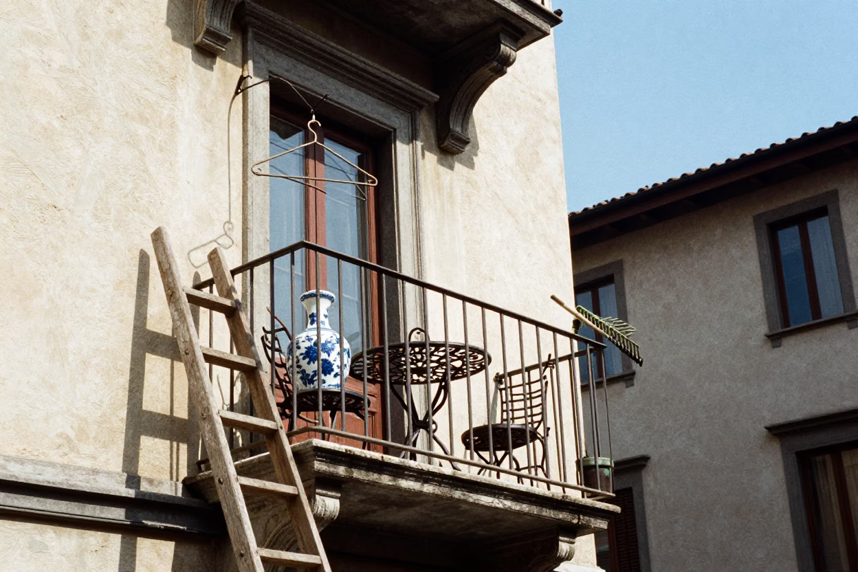 Milanese Balcony at Midday Light in Milan in in Milan, Italy