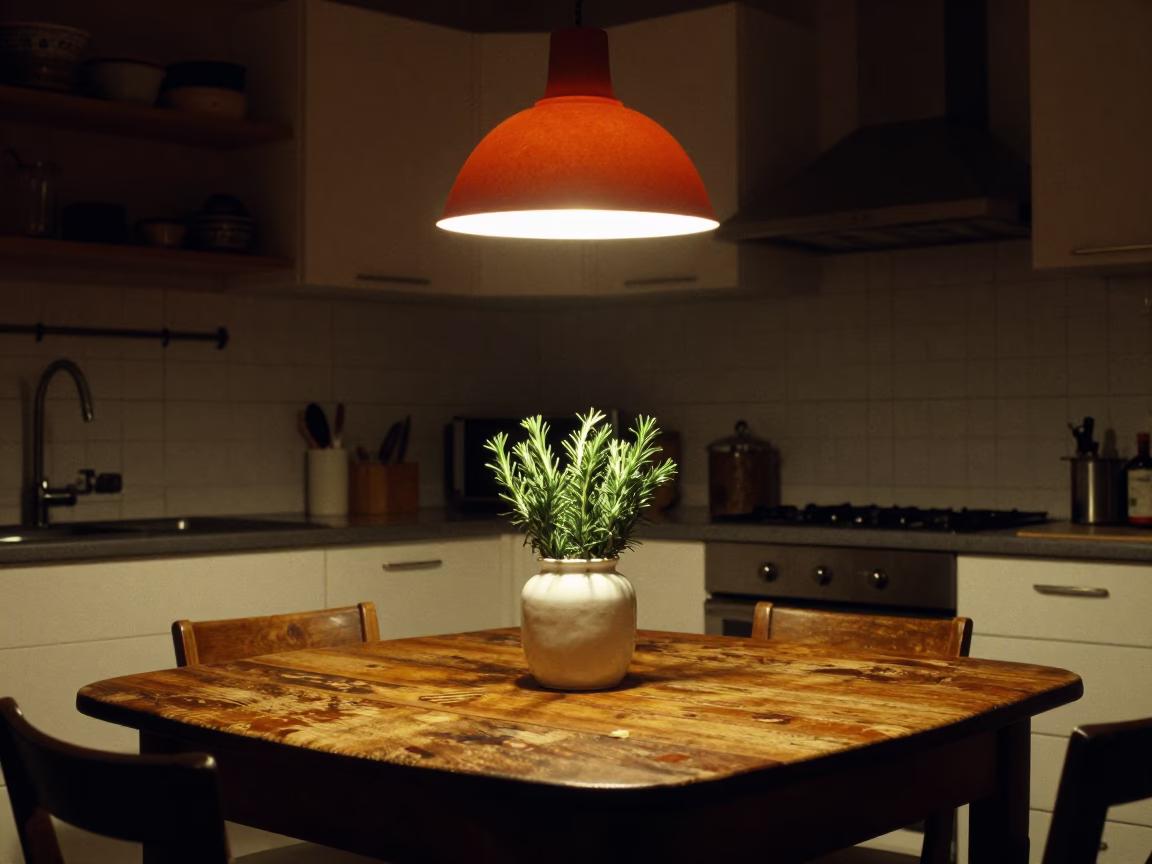 Milanese Kitchen in Milan at Deep In The Night Light in in Milan, Italy