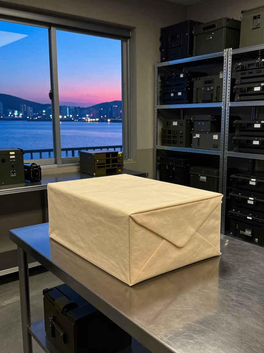 Military Deployment Packet Box in Busan Barracks in inside a briefing room in Gwangalli, Busan
