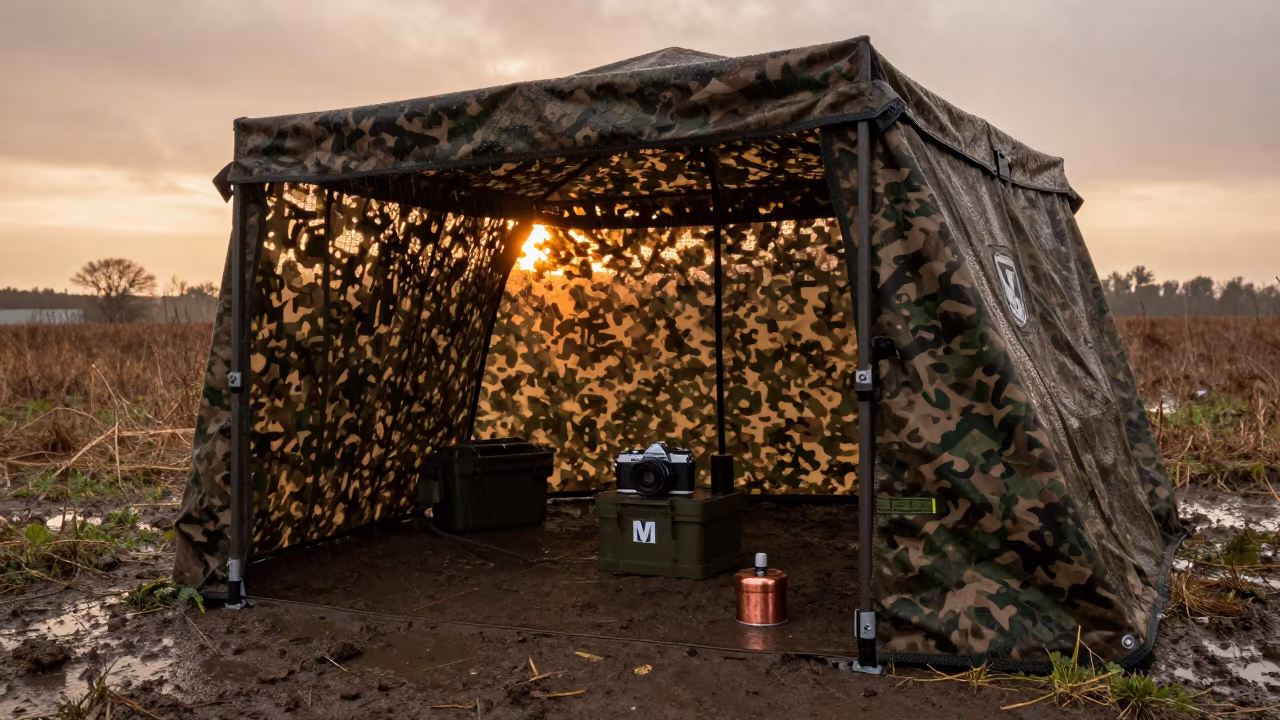 Military Field Stove Igniter Kit Under Camouflage Net in beneath a camouflage net shelter in Bremen