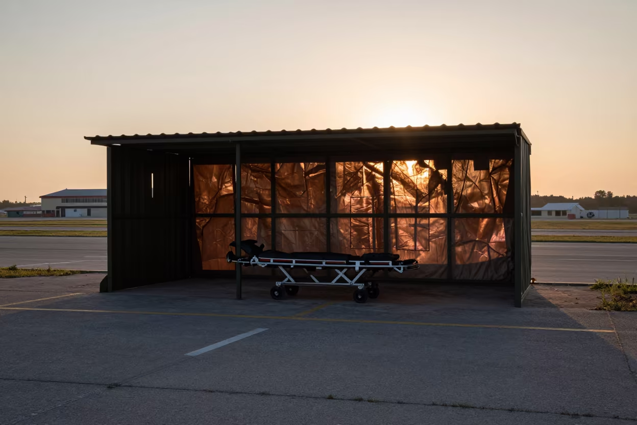 Military Field Stretcher Bay at Giresun Airbase in along an airbase flight line near Giresun