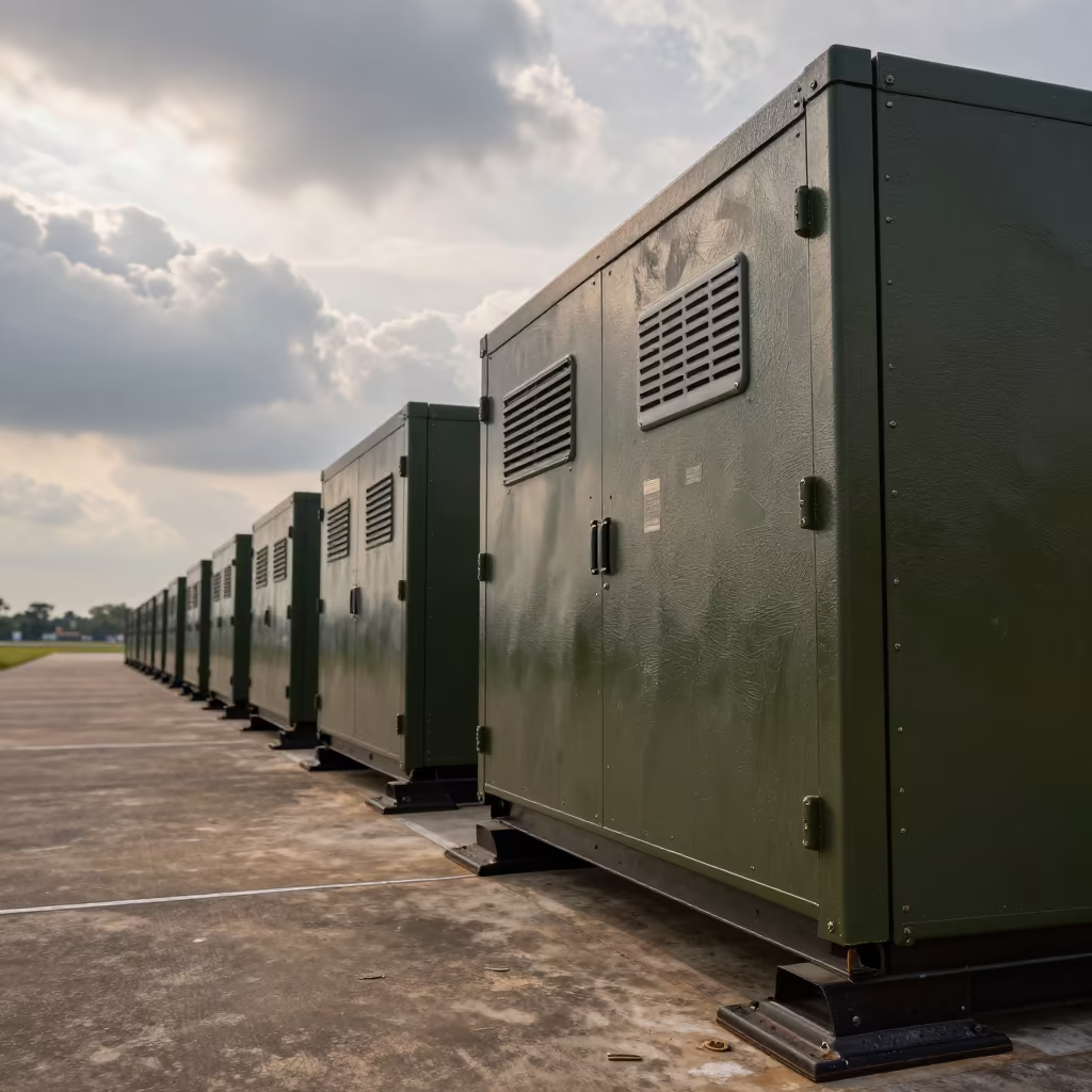 Military Generator Startup Board on Yangon Airbase in along an airbase flight line in Yangon