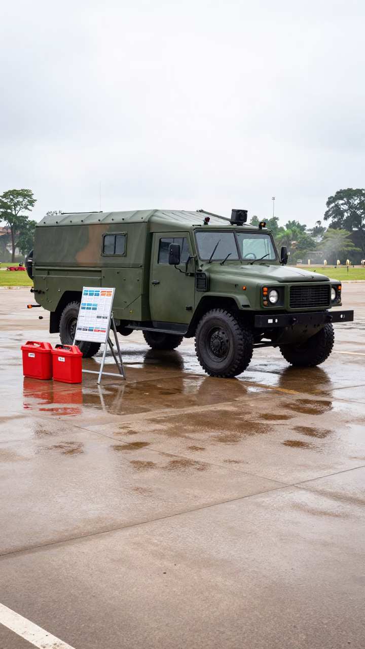 Military Maintenance Hardstand Gweru Wet Season in on a parade ground in Gweru