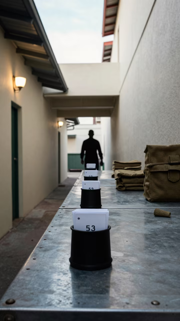 Military Radio Battery Cup in Barracks Corridor in inside a barracks corridor near Wynwood, Miami