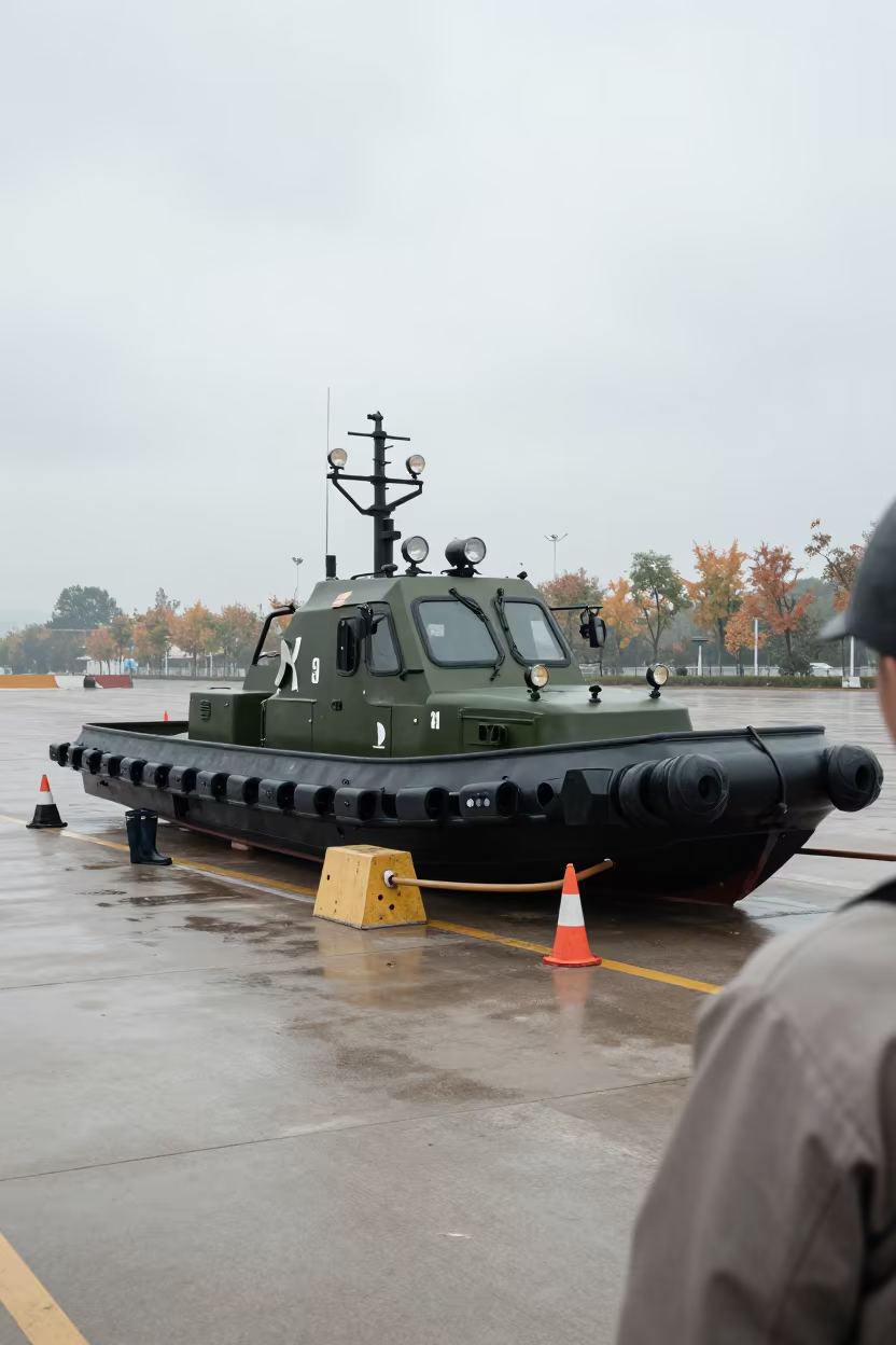 Military Tow Hookup Storm Cleanup Yunnan in on a parade ground in Yunnan