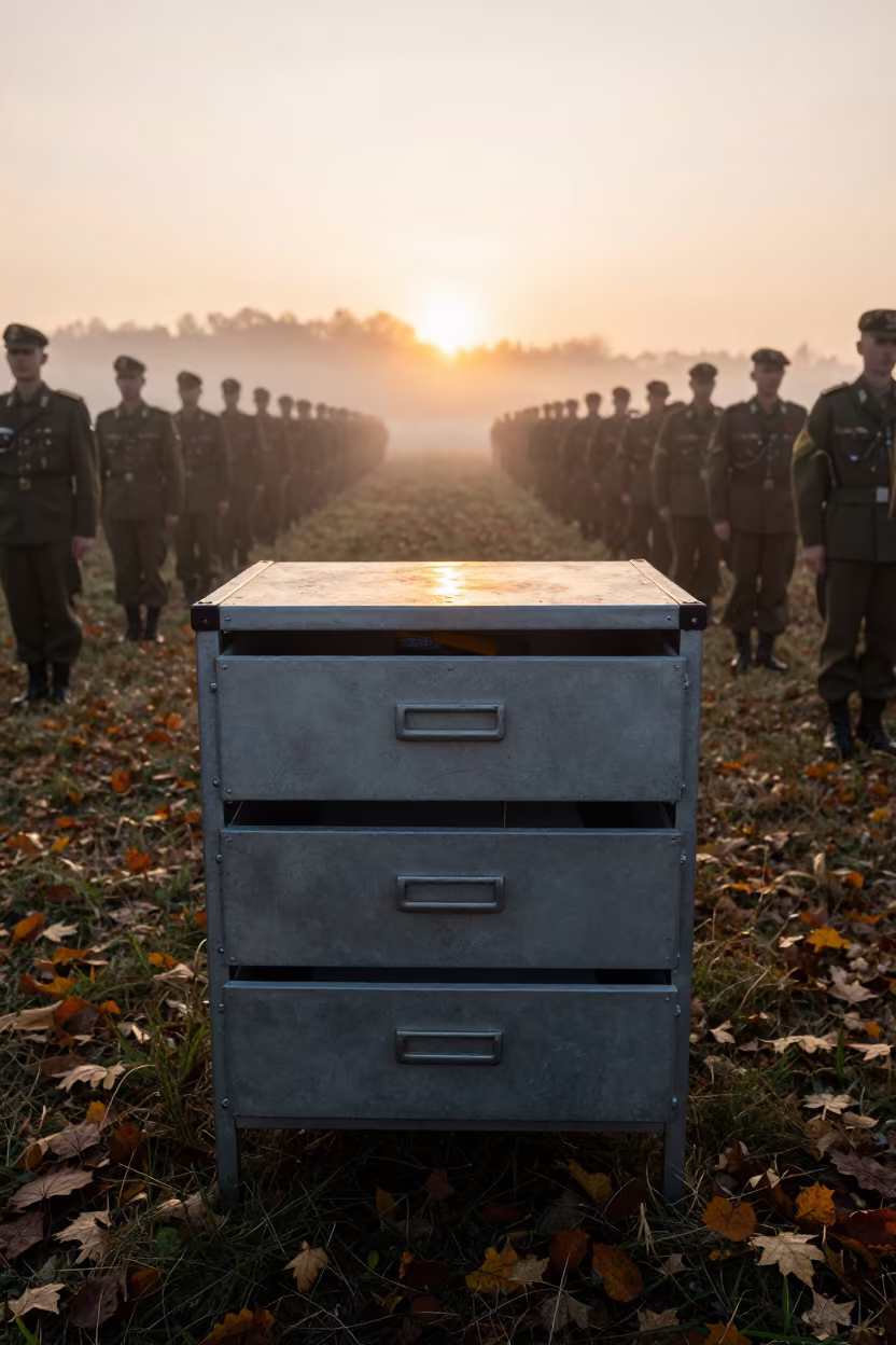 Military Uniform Lint Brush at Sunset in on a parade ground in Germany