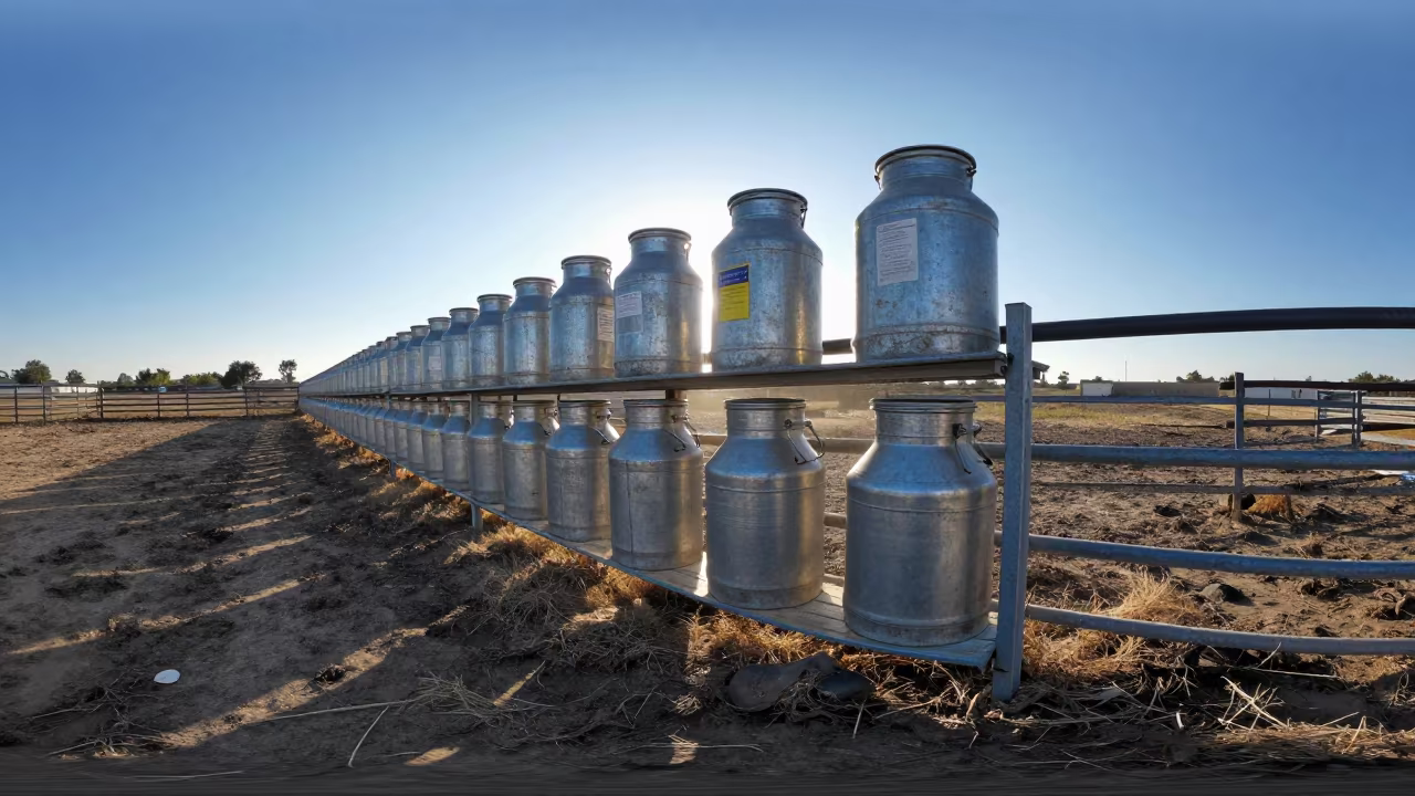 Milk Hose Shelf Silhouette at Blue Hour in along a muddy paddock fence in Israel
