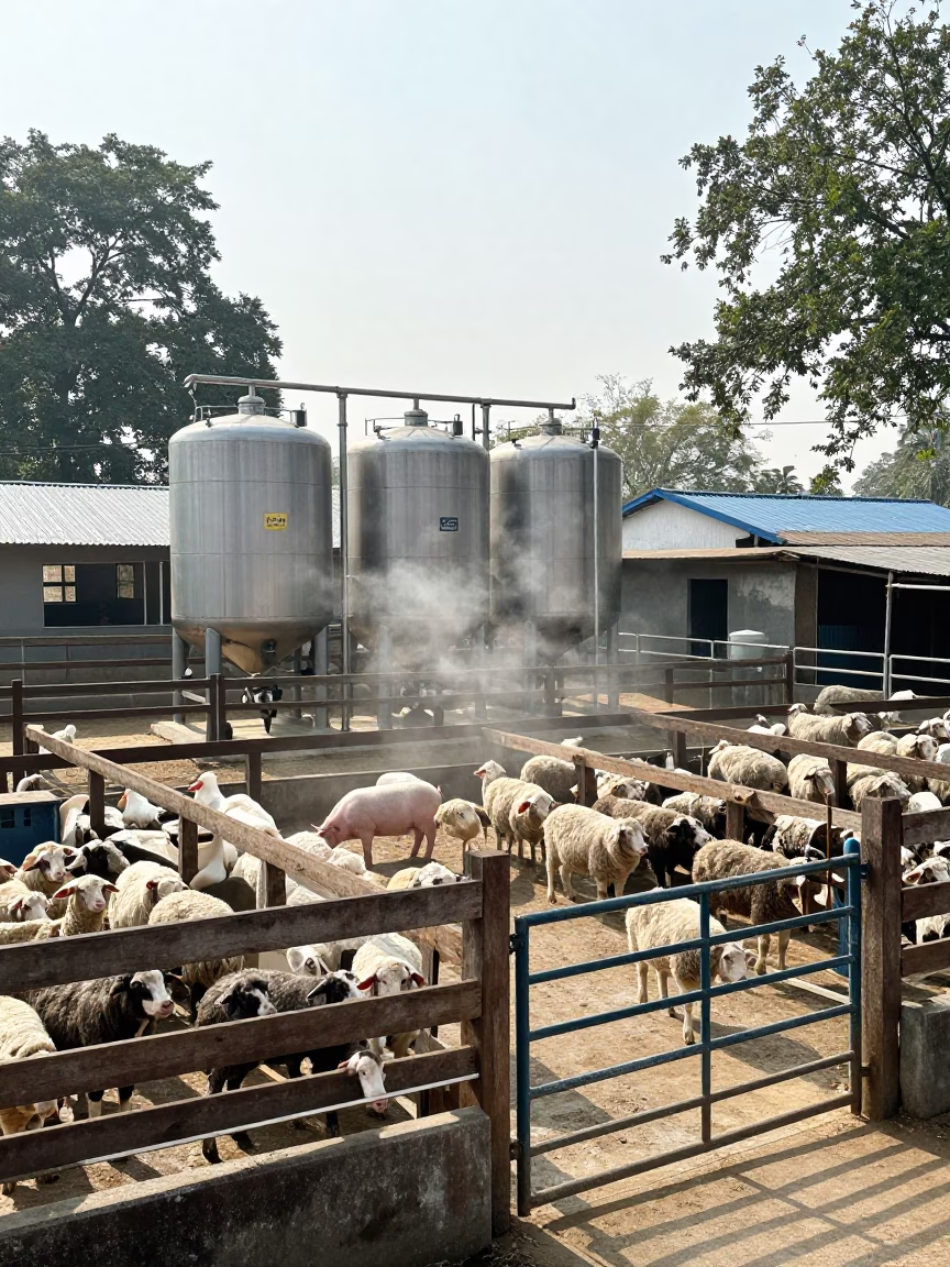 Milk House Chemical Stand West Bengal Ranch in inside a ranch corral in West Bengal