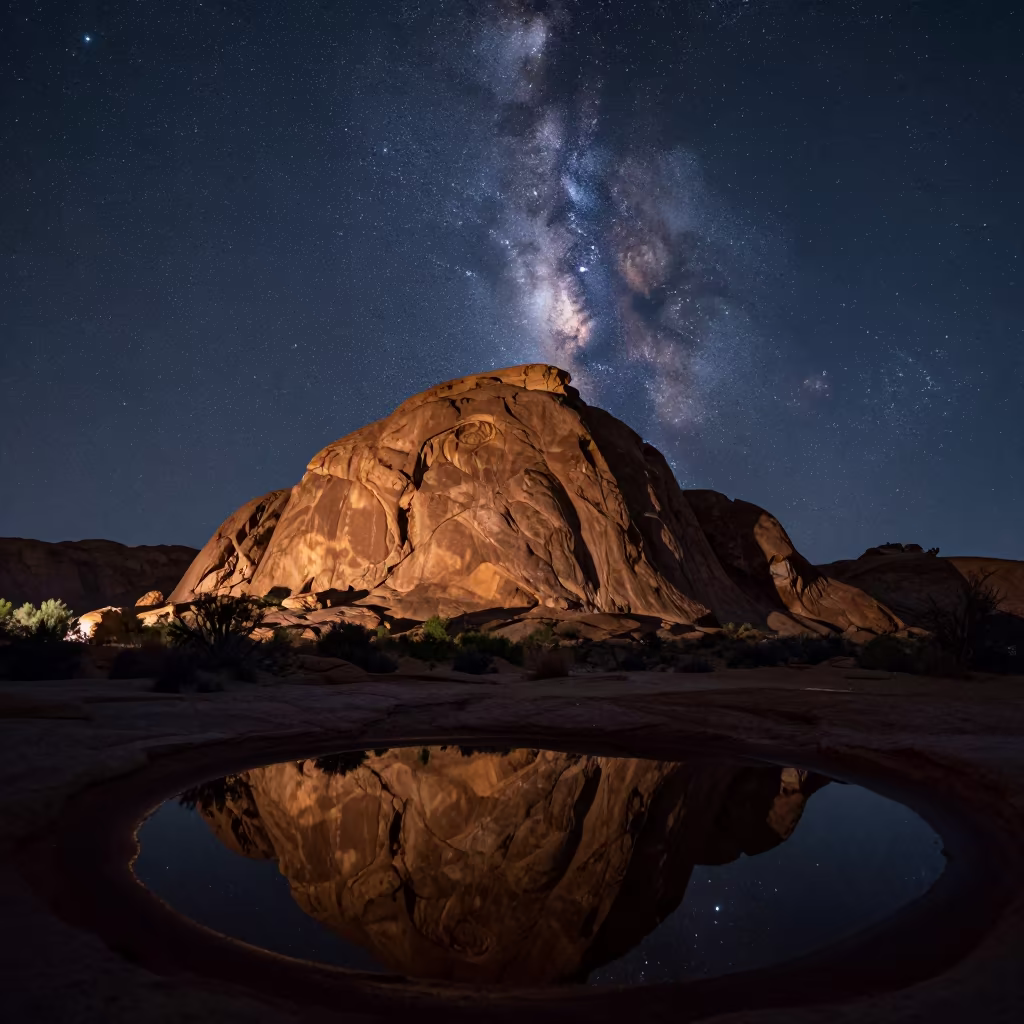 Milky Way Over Arizona Desert Rock Formation in in Arizona