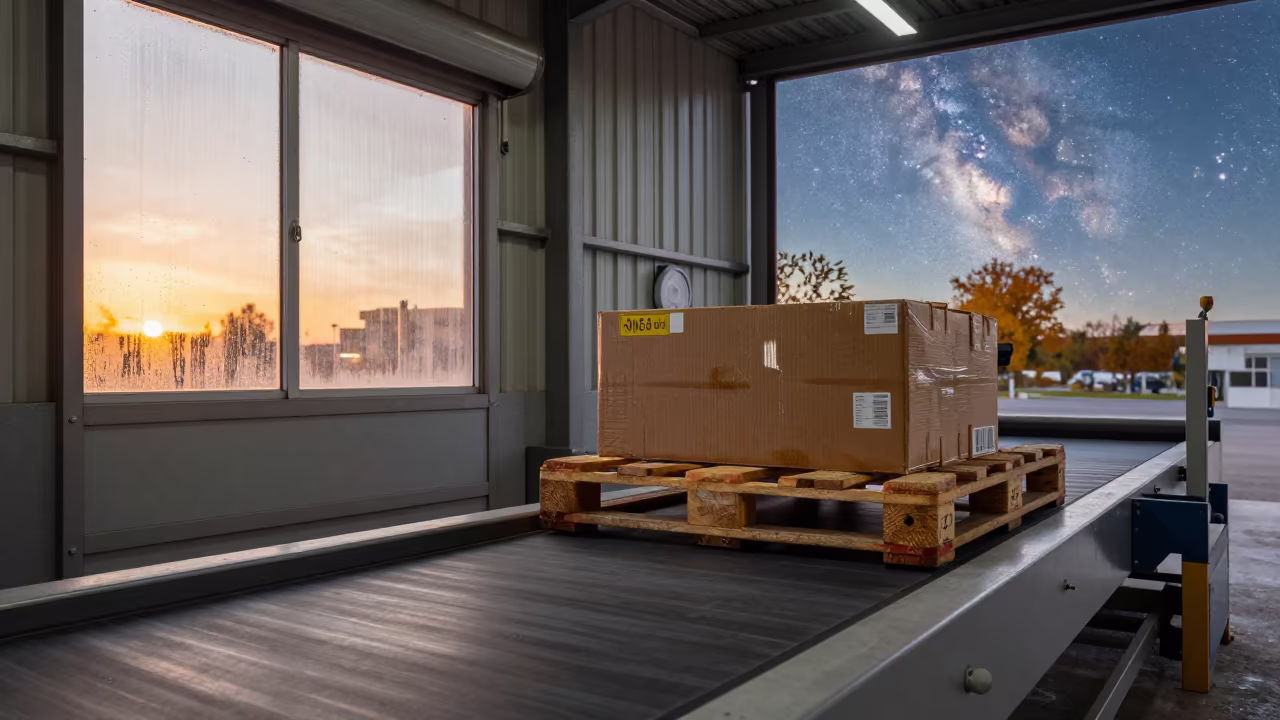 Milky Way Over Beirut Sorting Belt in Autumn in at a parcel sorting belt in Bourj Hammoud, Beirut