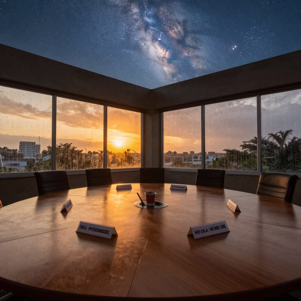 Milky Way Over Hyderabad Office Desk in inside a conference room in Hyderabad