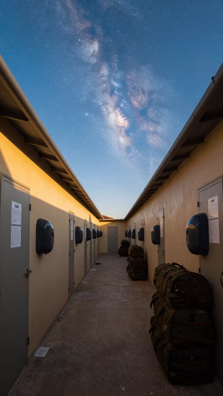 Milky Way Over Izmit Barracks at Sunset in inside a briefing room in İzmit
