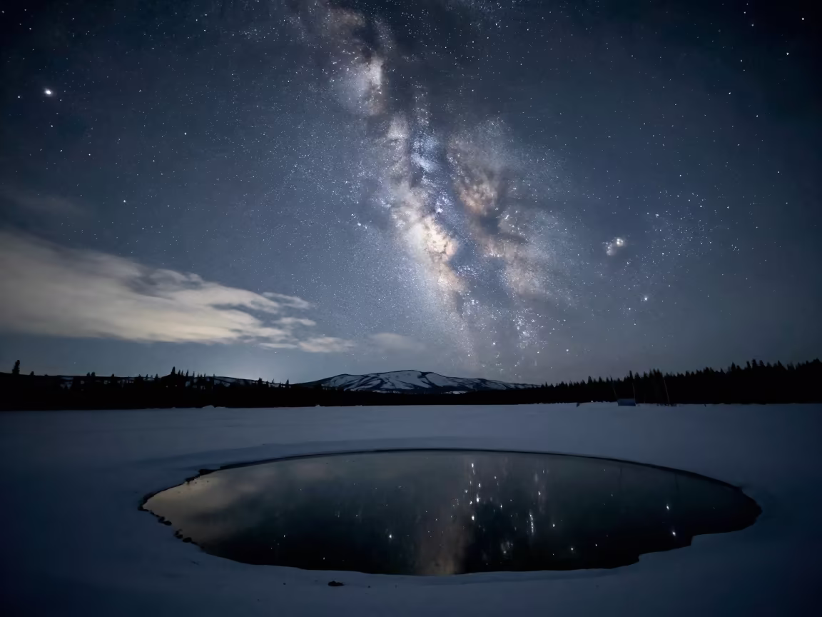 Milky Way Over Snowy Tundra Near Whitehorse in from a quiet alpine saddle near Whitehorse