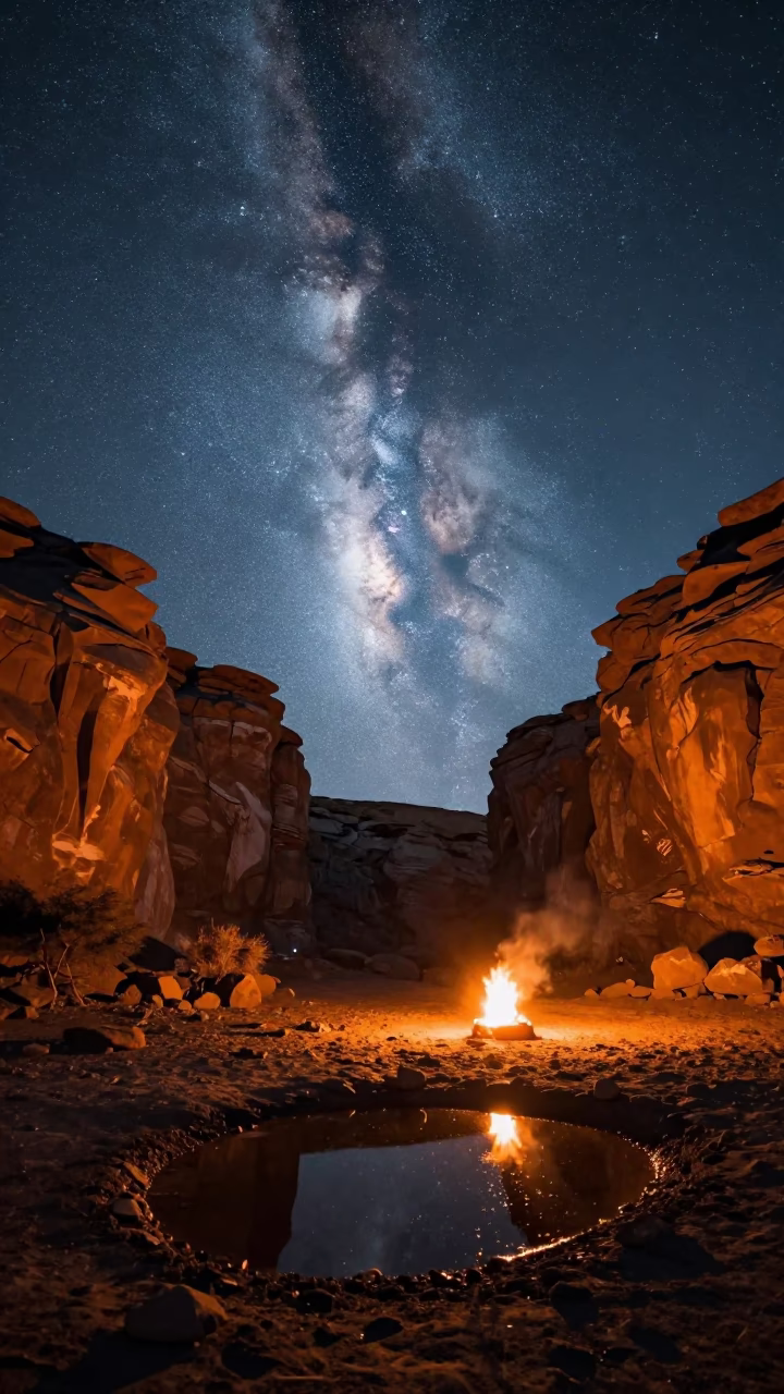 Milky Way Over Windhoek Canyon Walls in under a dry plateau sky near Windhoek