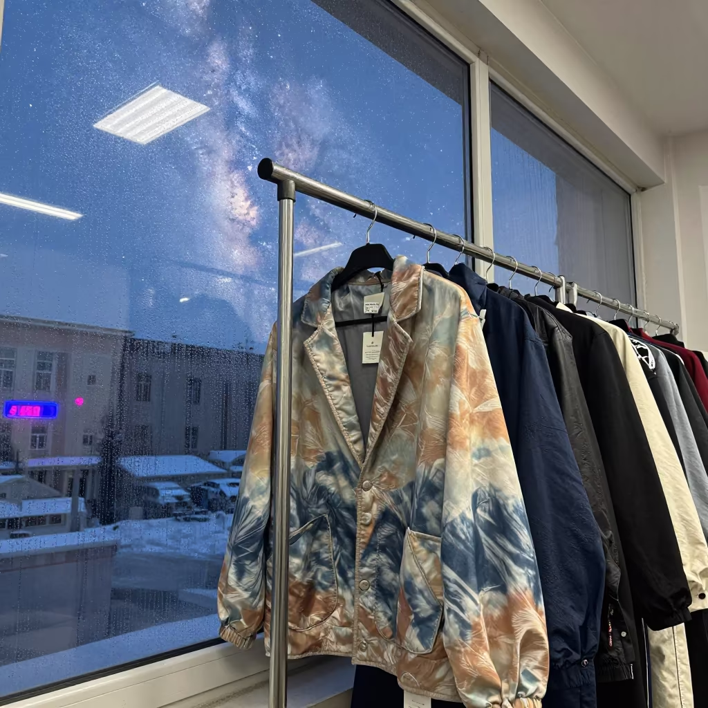 Milky Way Over Winter Fashion Rack in Pavlodar in inside a couture atelier in Pavlodar