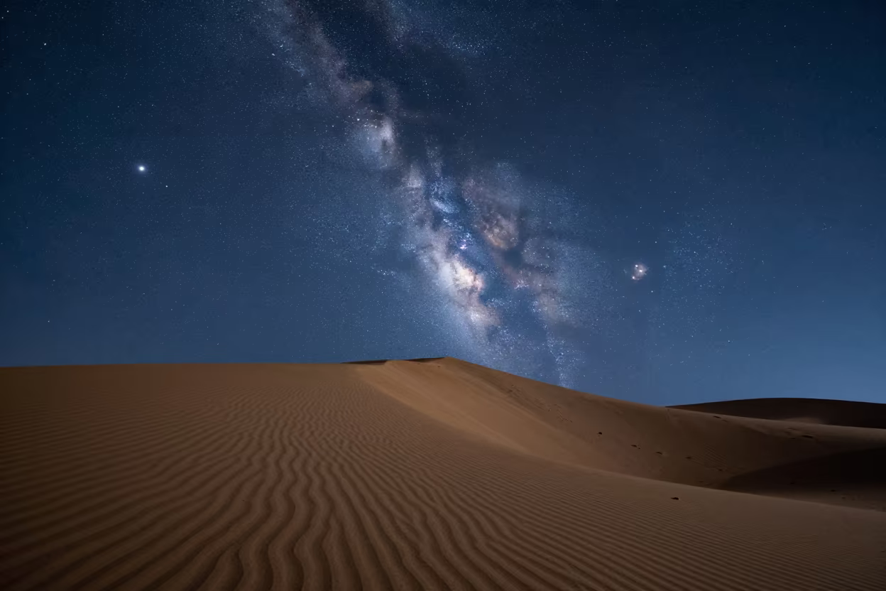Milky Way Over Star Dune in Alpine Night in from a quiet alpine saddle near Zhangjiajie