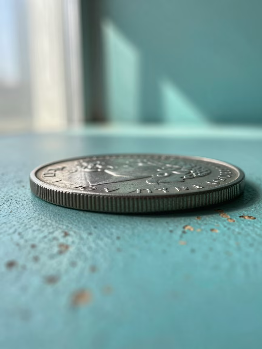 Milled Coin Edge Macro Turquoise Wall in against weathered turquoise paint near Santiago