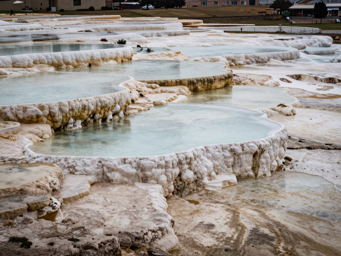 Mineral Pools on Travertine Terrace Near Skhirat in near Skhirat