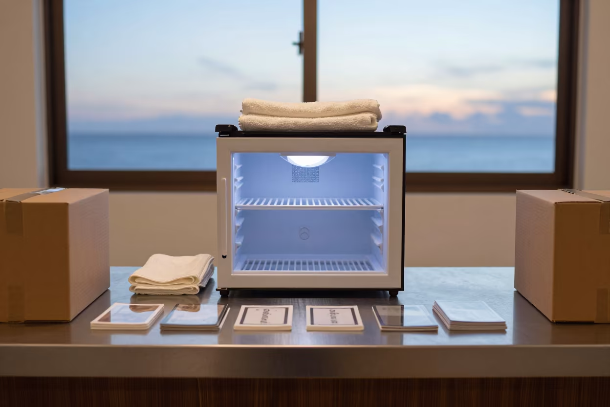 Mini Fridge Defrost Tray Spa Brasilia in inside a spa reception in Brasilia