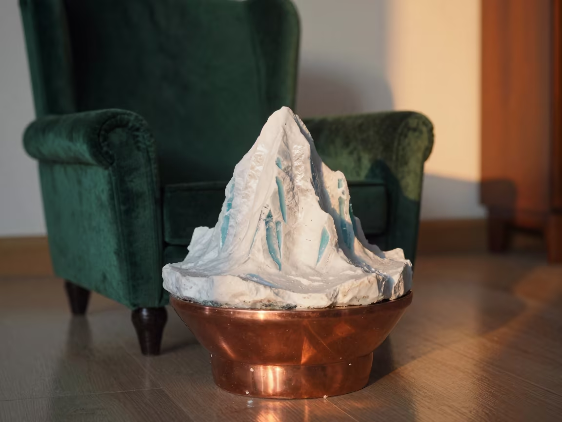 Miniature Nunatak Peak on Velvet Chair in on a velvet chair near Sapporo