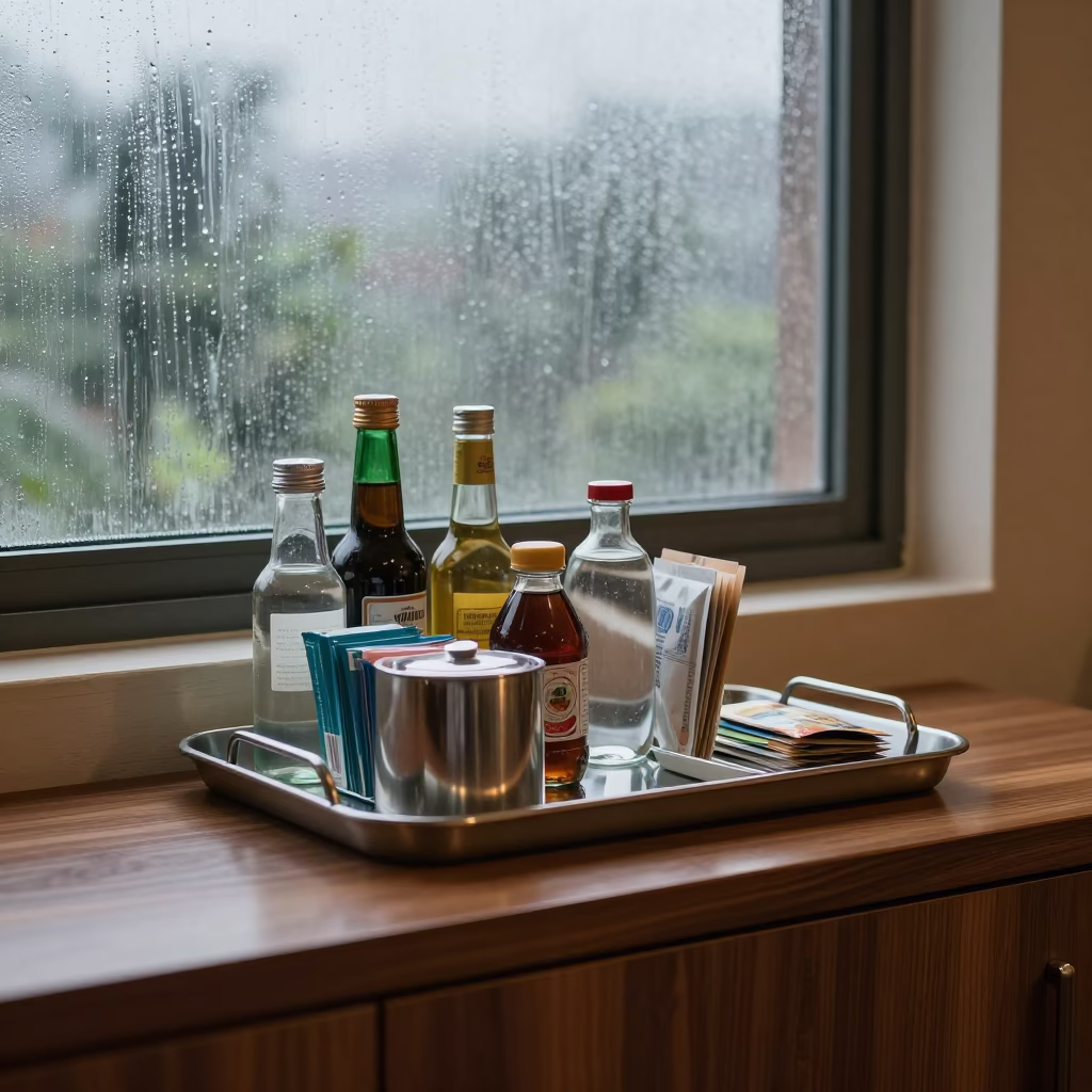 Minibar Restock Tray Dawn Light Hotel in inside a breakfast room before opening near Chittoor