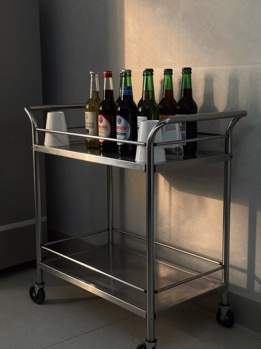 Minibar Restock Trolley Before Dawn in Amman Breakfast Room in inside a breakfast room before opening in Amman