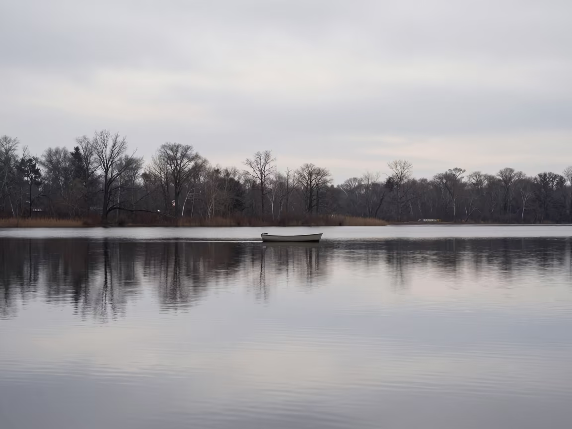 Minimalist Single Boat on Maryland Lake in in Maryland